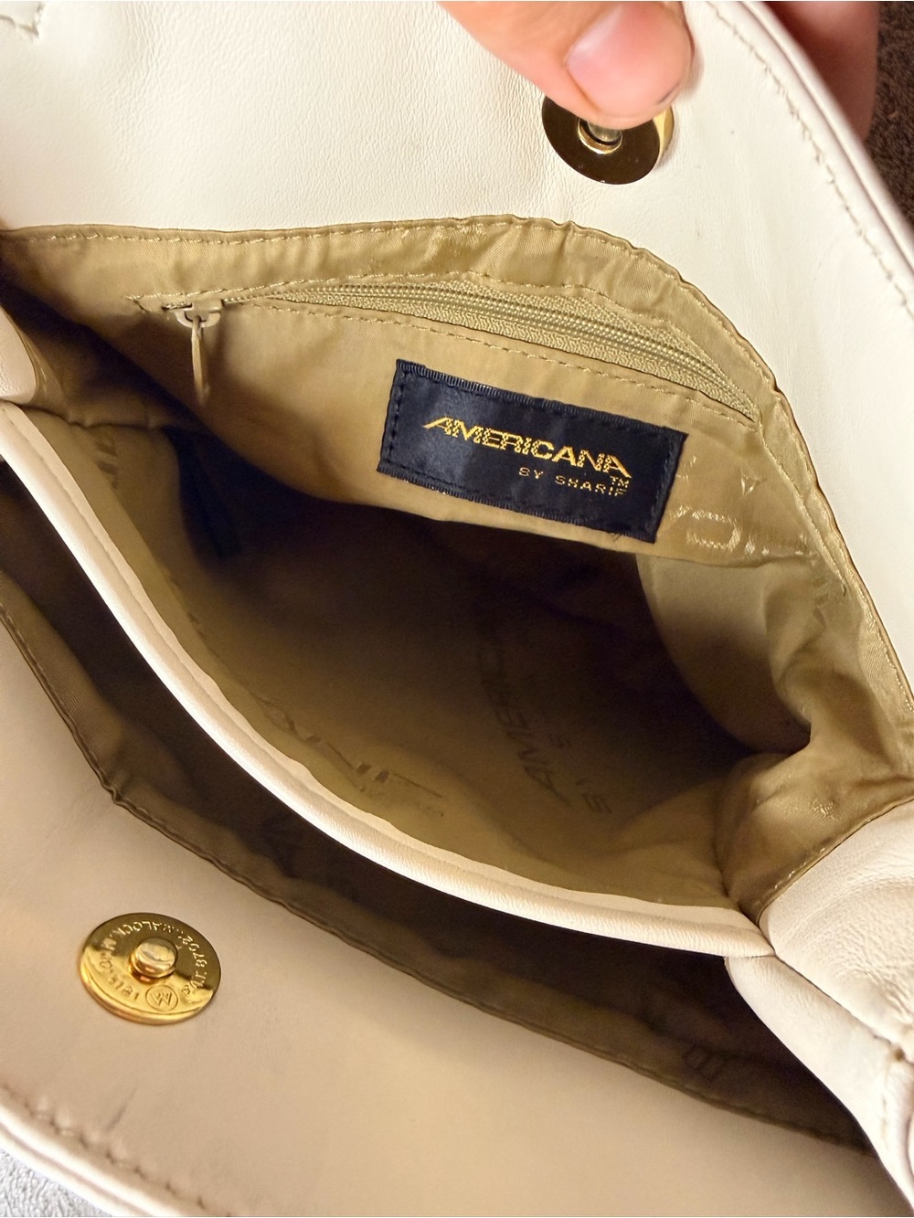 Americana by Sharif White Leather Shoulder Bag with Gold Hardware - Picture 9 of 9